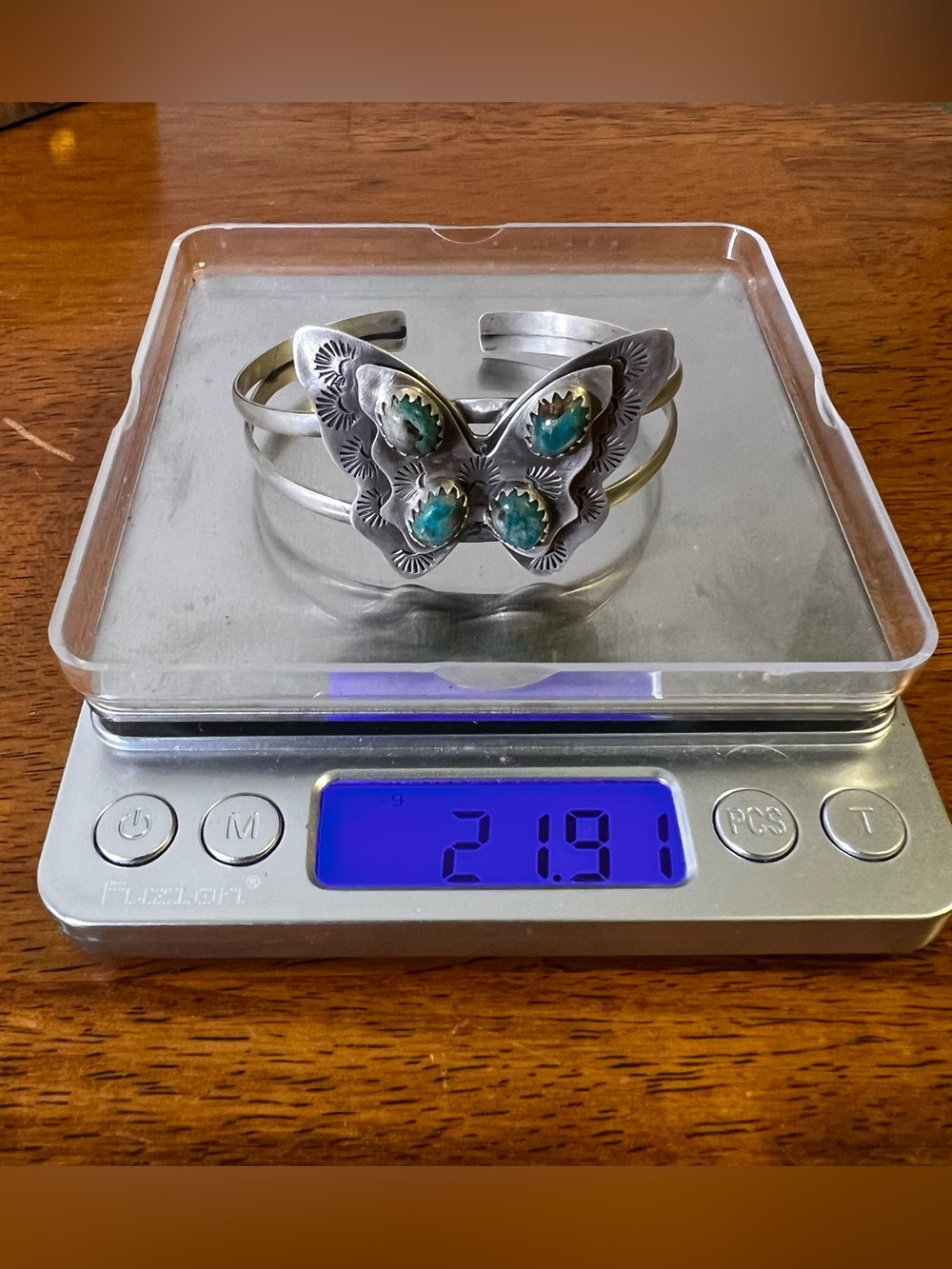 Sterling Silver Fox Turquoise Butterfly Cuff Bracelet Size 7 - Picture 10 of 10